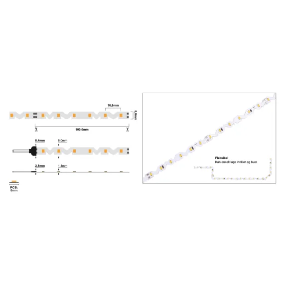 LED strip 11,5W/M Zigzag 24V - 2700K (5M)
